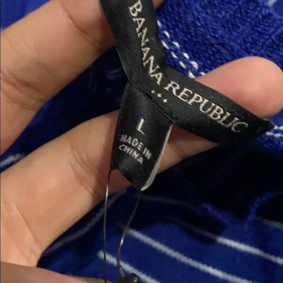 Blue and white stripped, mid-sleeve, sweater. - Picture 3 of 4